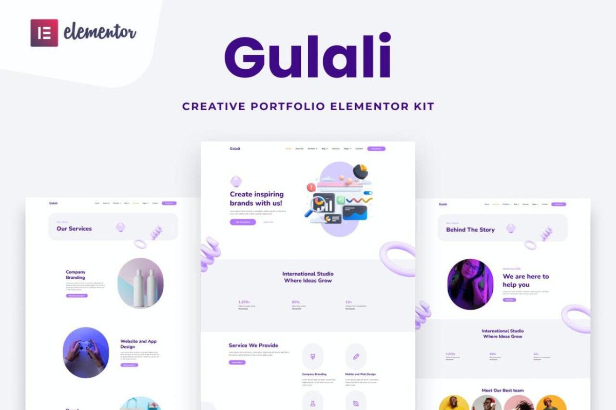 Gulali: Creative Portfolio Elementor Template Kit for Designers & Artists