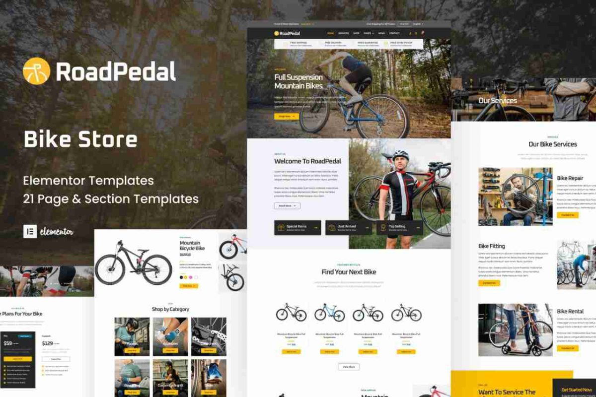 RoadPedal: Elementor Template Kit for Bike Shops & Cycling Stores