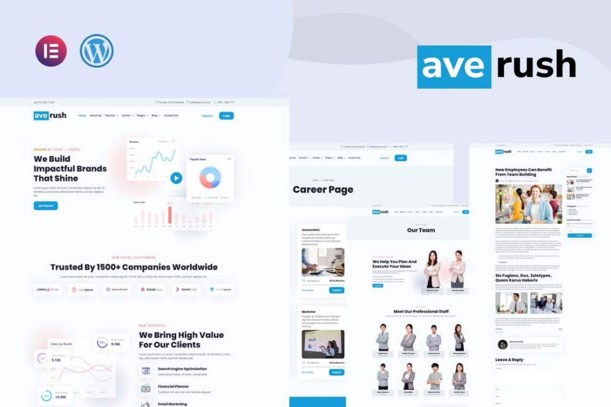 Averush: Digital Marketing & Creative Agency Elementor Template Kit