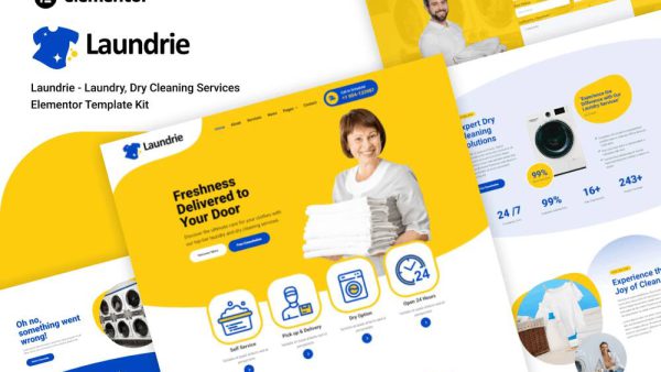 Laundrie: Elementor Template Kit for Laundry & Dry Cleaning Services