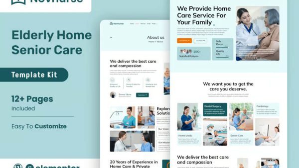 Novnurse: Senior Care Services Elementor Template Kit for Home Care Websites