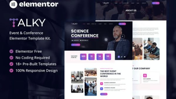 Talky: Elementor Template Kit for Events & Conferences