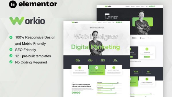 Workio: Elementor Template Kit for Digital Services & Creative Portfolios