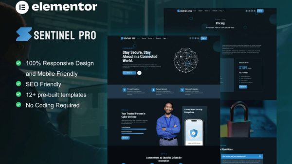 Sentinel: Elementor Template Kit for Cyber Security Services