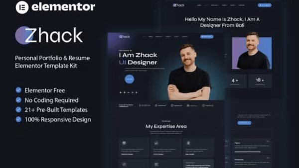 Zhack: Elementor Template Kit for Personal Portfolio & Resume Websites