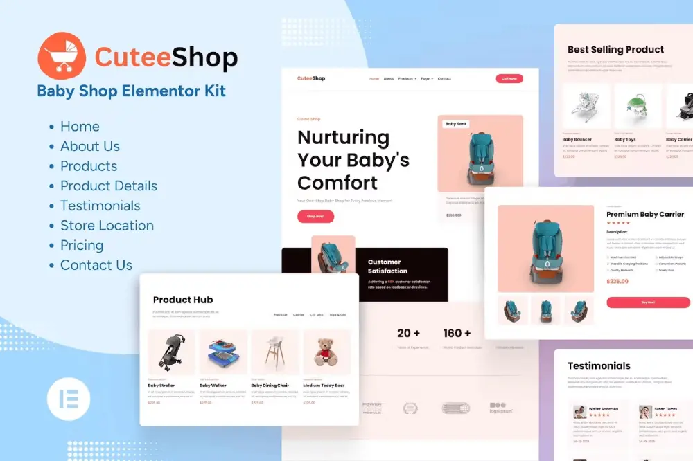 CuteeShop – Elementor Template Kit for Kids & Baby Ecommerce Store