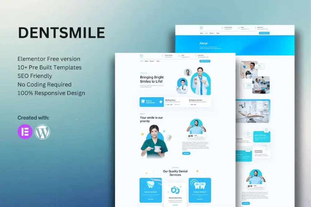 Dentsmile: Elementor Template Kit for Dentist & Dental Clinic Websites