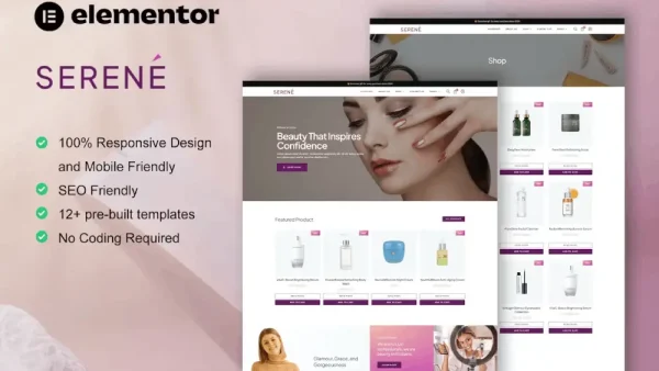 Serene – Elementor Pro Template Kit for Beauty & Skincare WooCommerce Store