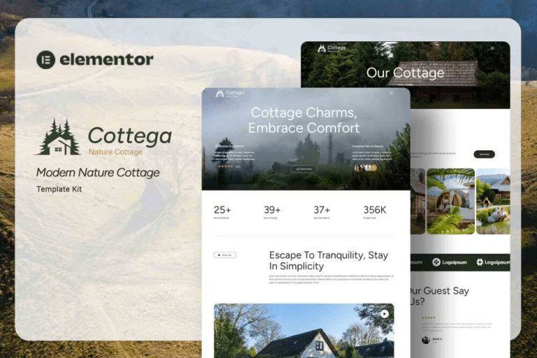 Cottega: Elementor Template Kit for Modern Nature Cottages