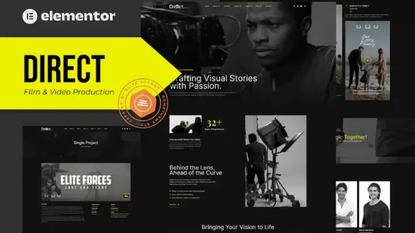 Direct: Elementor Pro Template Kit for Film & Video Production Websites