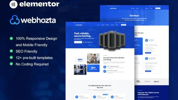 WebHozta: Elementor Template Kit for Hosting Services