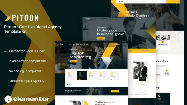 Pitoon: Elementor Template Kit for Creative Digital Agencies