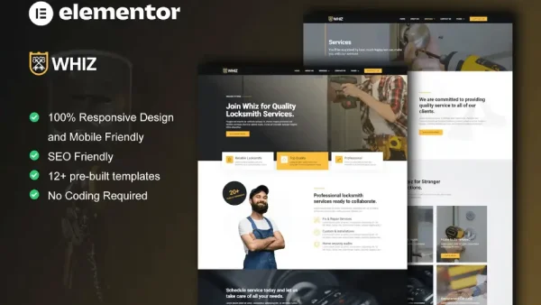 Whiz: Elementor Pro Template Kit for Locksmith & Key Maker Services