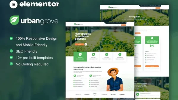 UrbanGrove – Elementor Template Kit for Hydroponics & Agriculture