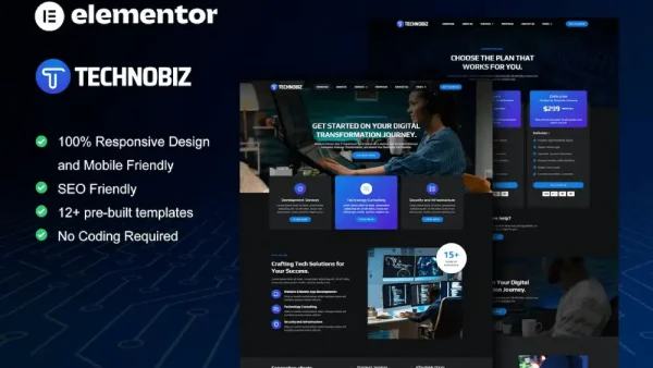 TechnoBiz: Elementor Pro Template Kit for IT Solutions & Services