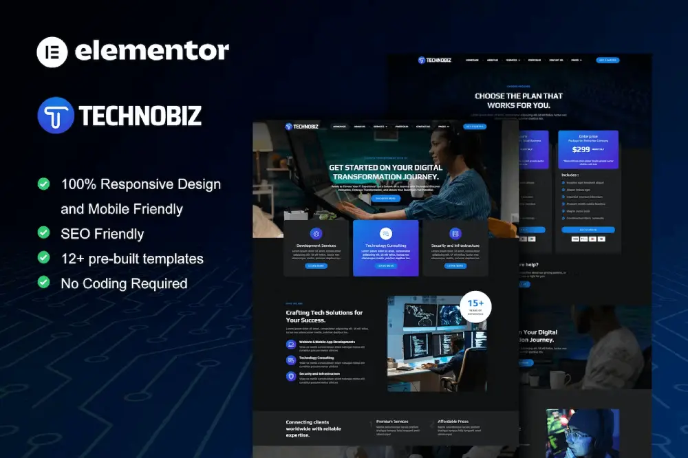 TechnoBiz: Elementor Pro Template Kit for IT Solutions & Services