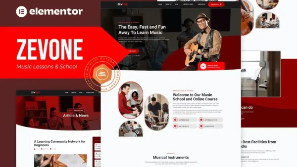 Zevone: Elementor Template Kit for Music Lessons & School Websites