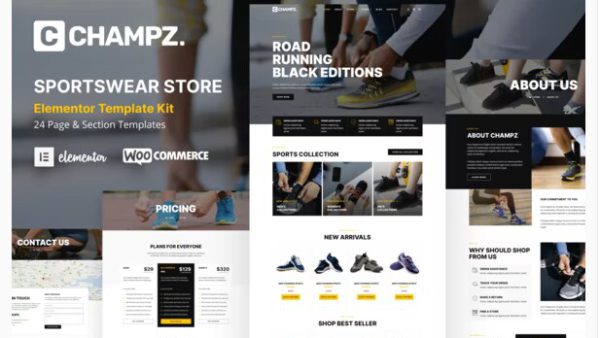 Champz: Elementor Template Kit for Sneakers & Sports Apparel Store