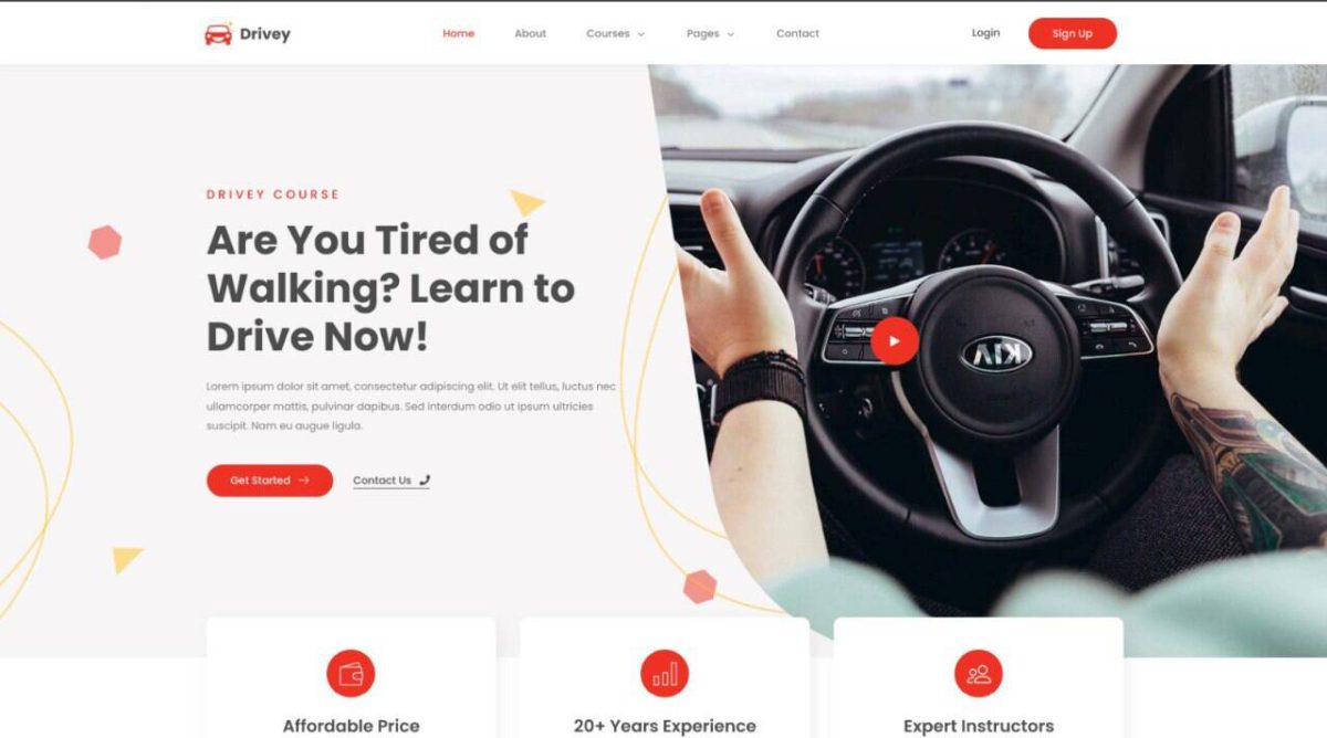 Drivey: Elementor Template Kit for Car Driving Schools & Courses