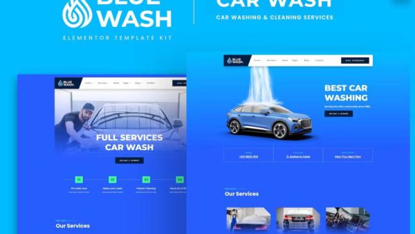 Bluewash: Elementor Template Kit for Car Washing & Cleaning Services