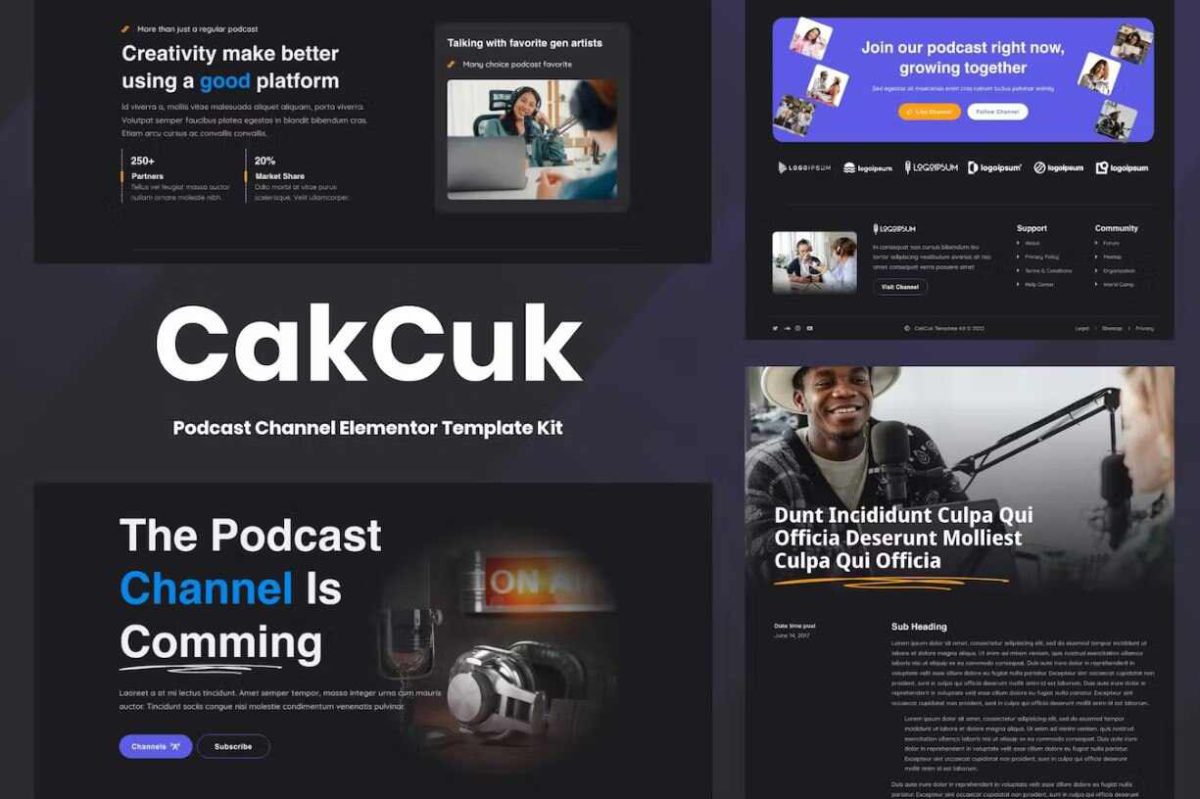 CakCuk: Elementor Template Kit for Podcast Channels & Streaming