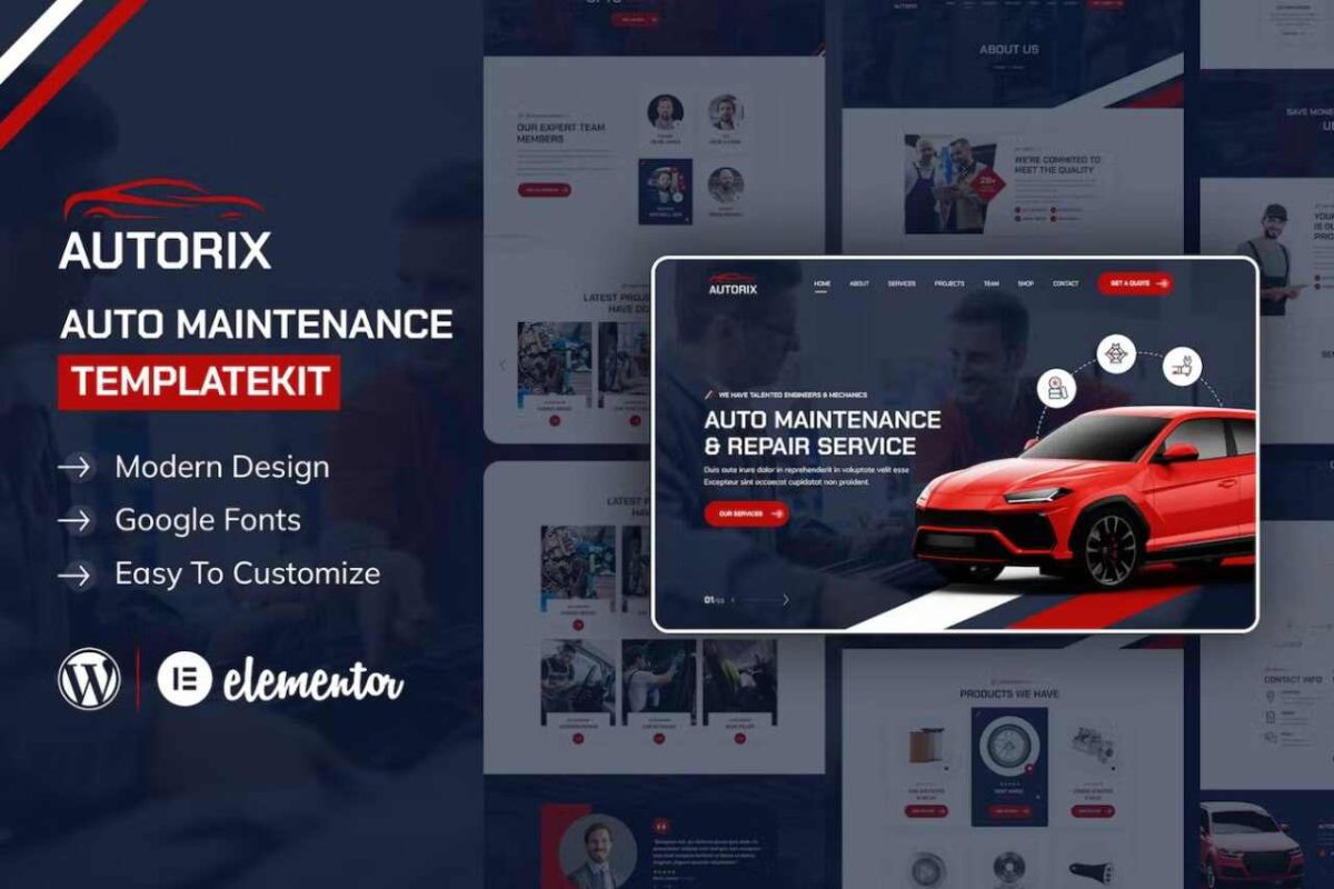 Autorix: Elementor Template Kit for Auto Maintenance & Repair Services