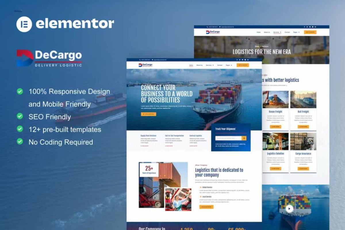 DeCargo: Elementor Template Kit for Logistics & Transportation Services