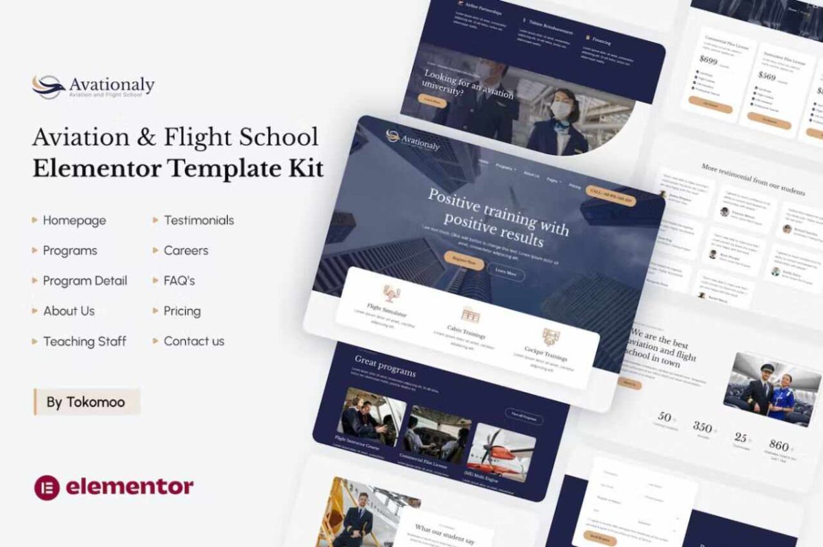 Aviationaly: Elementor Template Kit for Aviation & Flight Schools