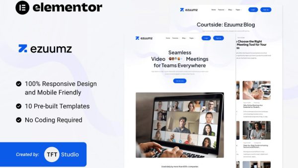 Ezuumz: Elementor Template Kit for Video Conferencing & Webinar Platforms