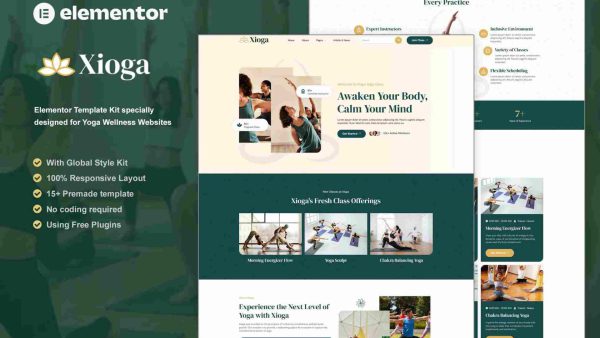 Xioga: Elementor Template Kit for Yoga Wellness Websites