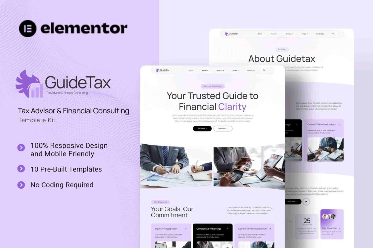 GuideTax: Elementor Template Kit for Tax Advisors & Financial Consultants