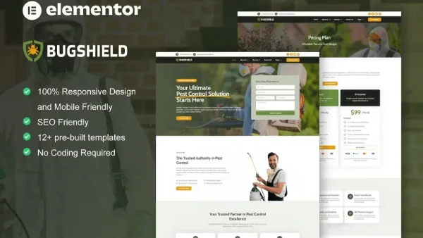 BugShield: Elementor Pro Template Kit for Pest Control Services