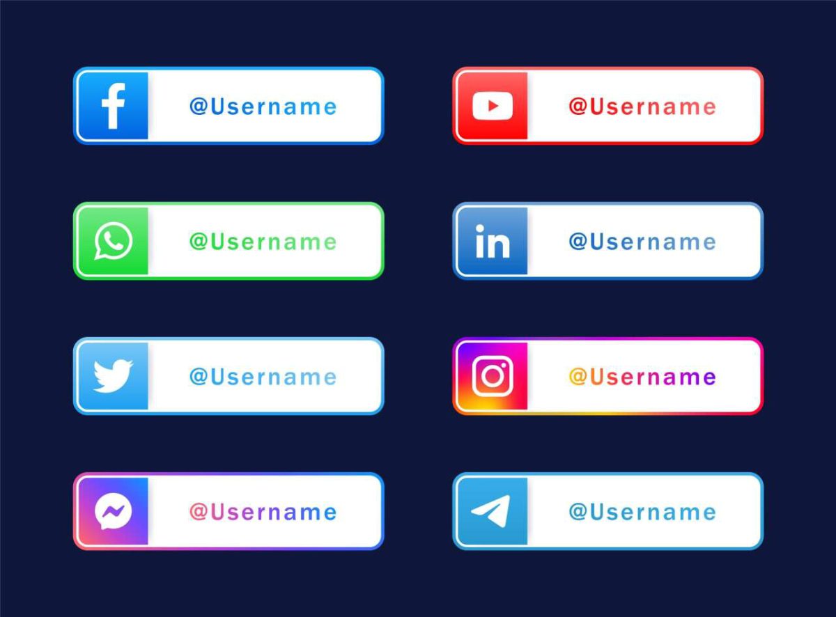 Social Media Icons Button EPS Template