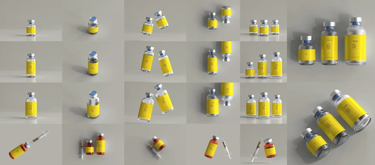 Vaccine Bottle Mockups - Realistic Medical Packaging Design | VB001