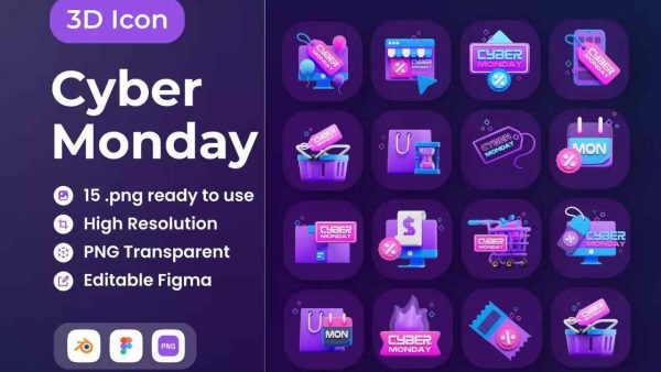 Cyber Monday 3D Illustration – Customizable Graphics G8F2P3