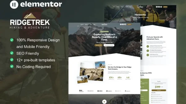 RidgeTrek: Elementor Template Kit for Hiking & Adventure Websites