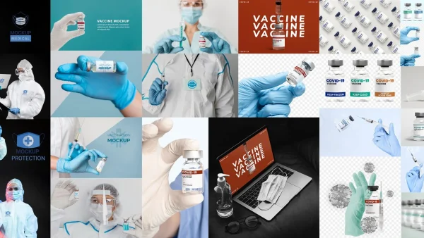 Covid-19 Medical Mockups Vaccine Display - JPEG & PNG Files | CVM001