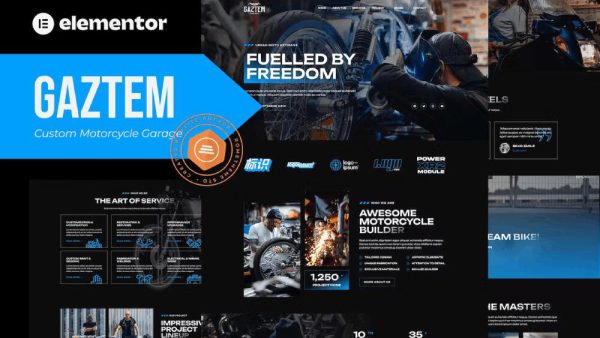 Gaztem: Elementor Template Kit for Motorcycle Garages