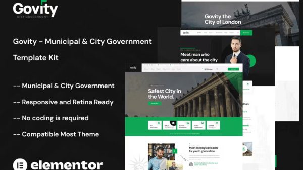 Govity: Elementor Template Kit for Municipal & Government Websites