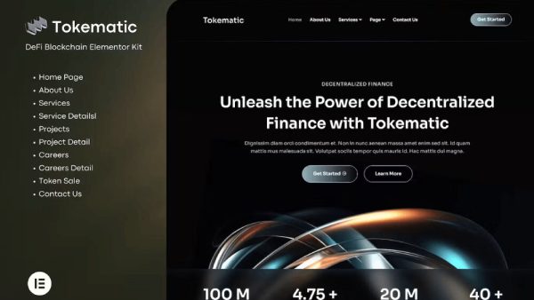 Tokematic: Elementor Template Kit for Crypto and DeFi Launch