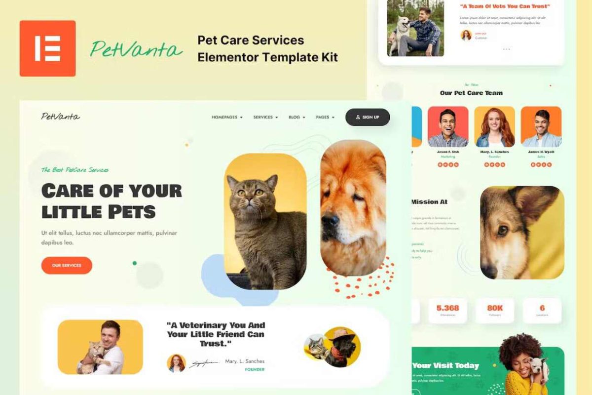 Petvanta: Elementor Template Kit for Pet Care Services & Animal Clinics