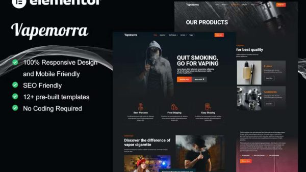 Vapemorra: Elementor Template Kit for Vape Store & E-Cigarette Shop