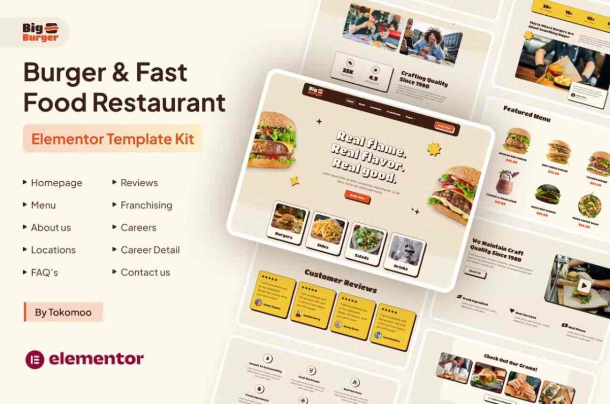 BigBurger: Elementor Template Kit for Burger & Fast Food Restaurants