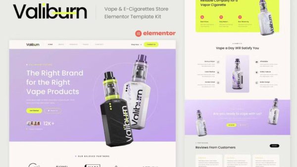 Valiburn: Elementor Template Kit for Vape & E-Cigarette Stores