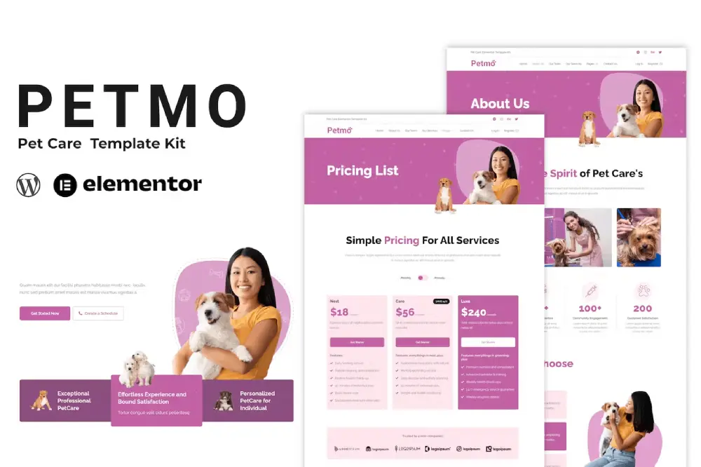 Petmo: Elementor Template Kit for Pet Care Companies