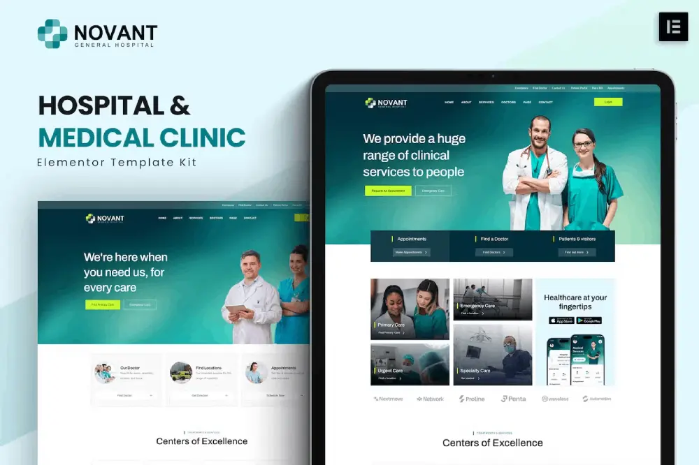 Novant: Elementor Template Kit for Hospital & Medical Clinics