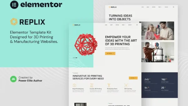 Replix: Elementor Template Kit for 3D Printing & Manufacturing Services