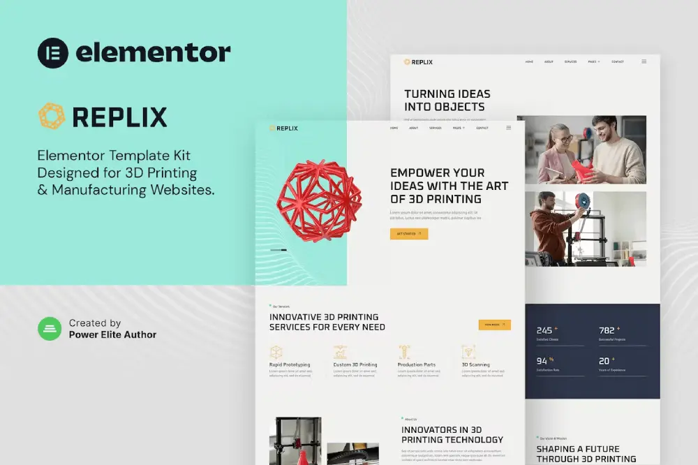 Replix: Elementor Template Kit for 3D Printing & Manufacturing Services