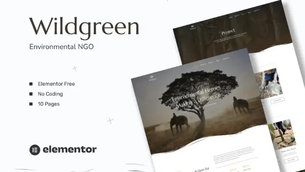 Wildgreen: Elementor Template Kit for Environmental NGOs & Causes