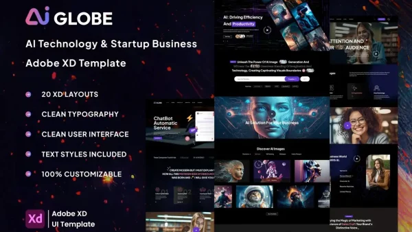 Ai Globe - Modern AI Technology Adobe XD Template for Startups